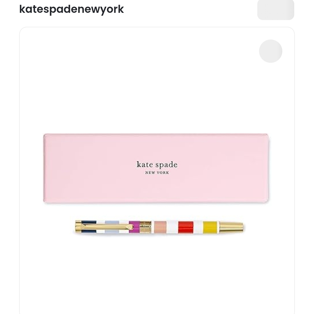 kate spade Multicolor Striped Ballpoint Pen with Pale Pink Case